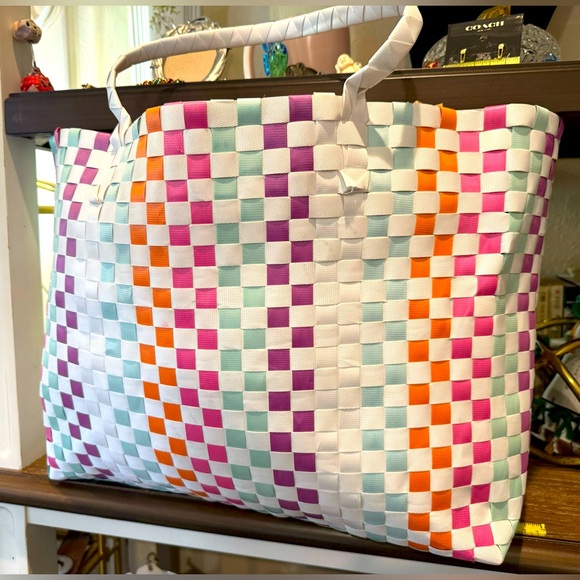 Kate Spade New York Multicolored Woven Limited Edition Tote EUC Approx. 17”x13” - Picture 4 of 15